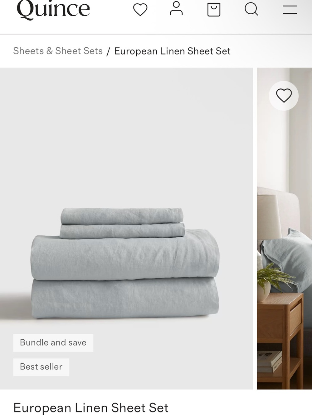 Quince European Linen Sheet Set in Light Gray